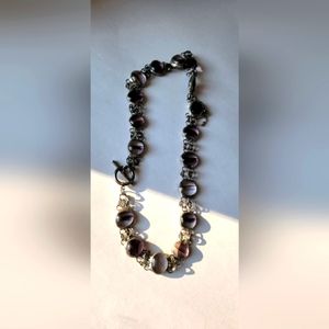 Purple cat eye glass necklace